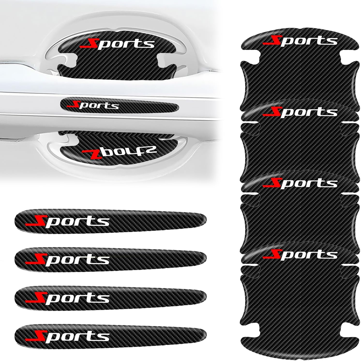 Car Door Handle Protector, 8 Pcs Door Protectors for Vehicles, Black, Door Handle Cup Protective Film for Most Vehicles (Bowl*4+Handle*4) image number 2