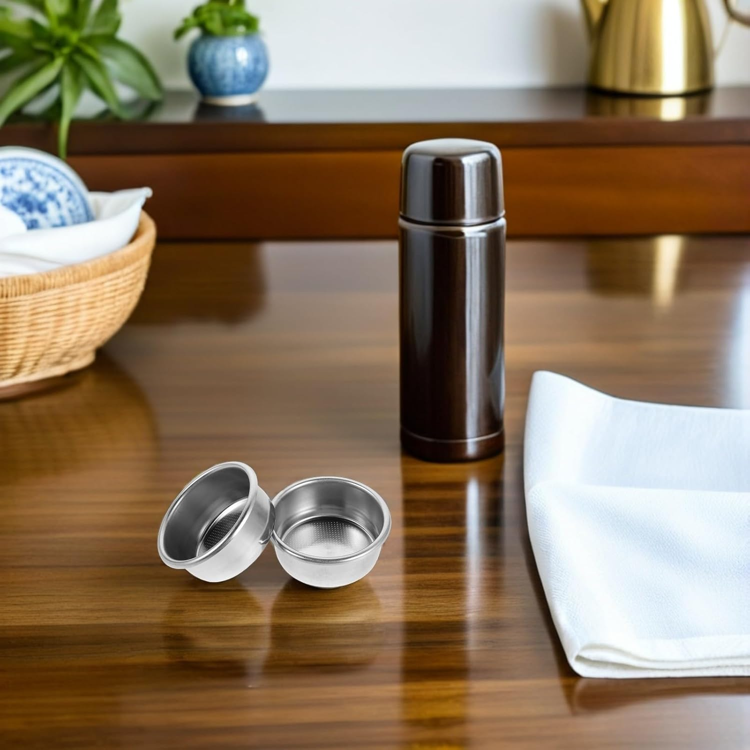 DINHEAROM 2PCS 54Mm Stainless Steel Espresso Coffee Filter Basket Portafilter Screen for Coffee Machine Brewing, Replacement Stainless Steel Mesh Strainer Suitable for Office and Home Use image number 3