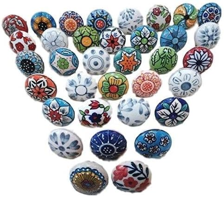 20 X Mix Vintage Look Flower Ceramic Knobs Door Handle Cabinet Drawer Cupboard Pull image number 3