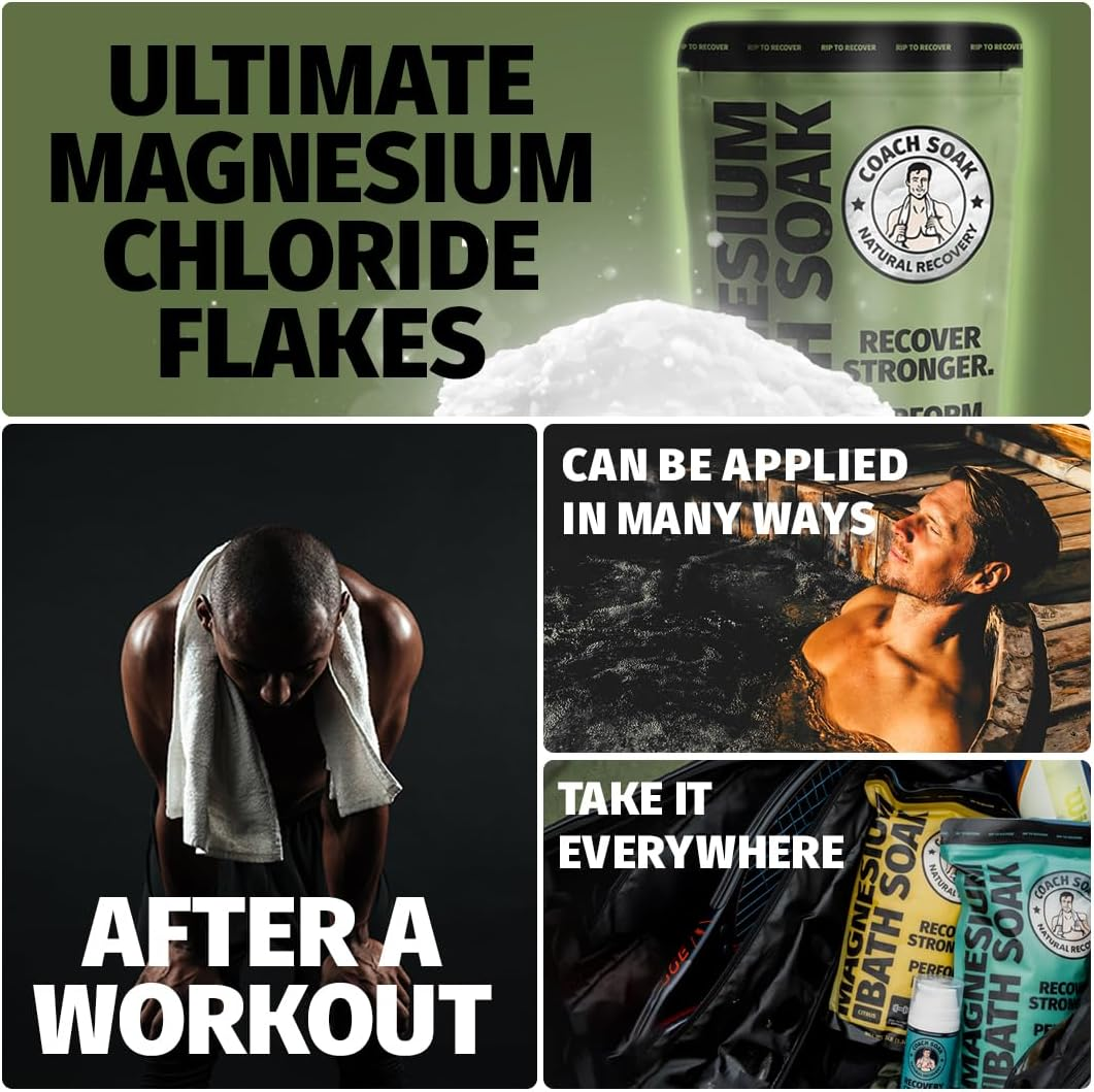 Coach Soak: Muscle Recovery Bath Soak - 1360G Natural Magnesium Relief Bath Salt - 21 Minerals, Essential Oils & Dead Sea Salt - Absorbs Faster than Epsom Salt (Eucalyptus Tea Tree) image number 4