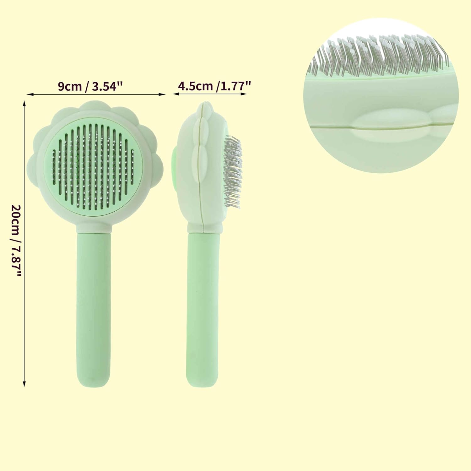 CAPASTEC Pet Brush, Cleaning Brush for Cats and Dogs, Flower Shaped Pet Grooming Brush, Easy Detangling Brush for Hair Massage Indoor and Outdoor, Green image number 1