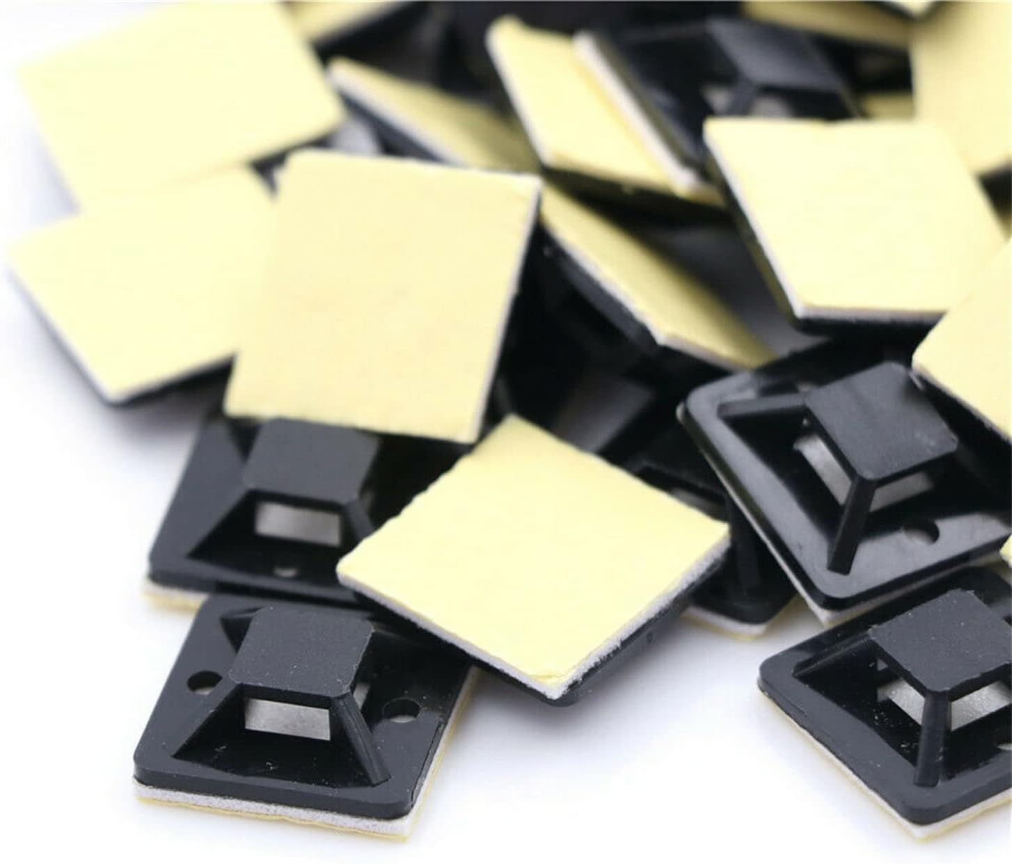 100Pcs Self Adhesive Cable Wire Zip Tie Mounts Base Clamps Clips Black 18X18 image number 5
