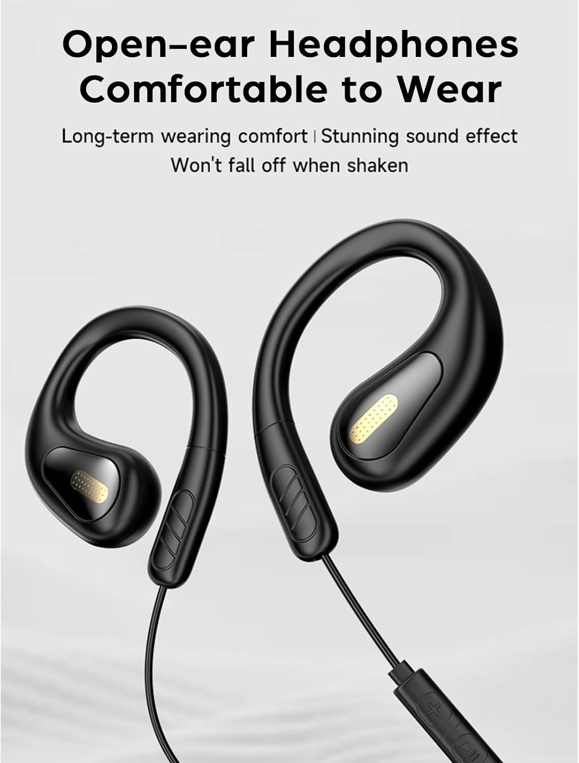 Fesoklaf 3.5Mm Wired Open Ear Headphones with Ear Hook, Running Headphones with Microphone and Inline Control, Air Line, Wired Stereo Headset for Sports, Cycling, Jogging image number 5