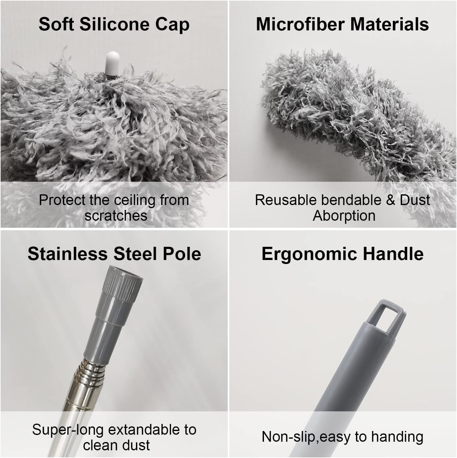 YVXUN Microfiber Duster,9 PCS Reusable Bendable Washable Ceiling Duster with 100" Extra Long Extension Pole for Cleaning Ceiling Fan,Cobweb,High Ceiling,Baseboards,Vents,Mirrors,Blinds,Furniture,Cars image number 3