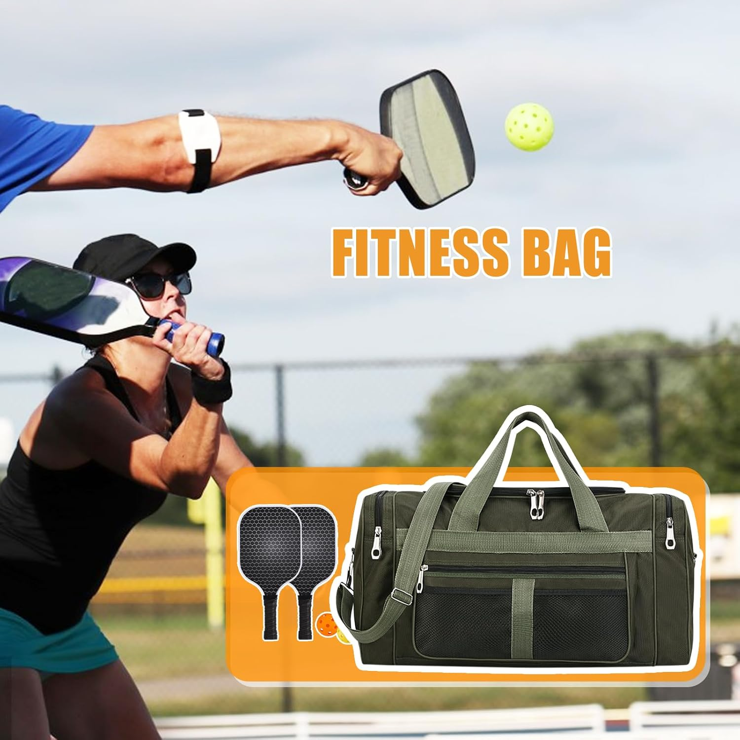 Arrovarp Large Capacity Gym Bag, 60X31X24Cm Waterproof Training Handbag Large Capacity Oxford Fitness Backpack, Lightweight Oxford Duffle Bags for Men & Women Traveling, as Sports Equipment Organizer image number 5