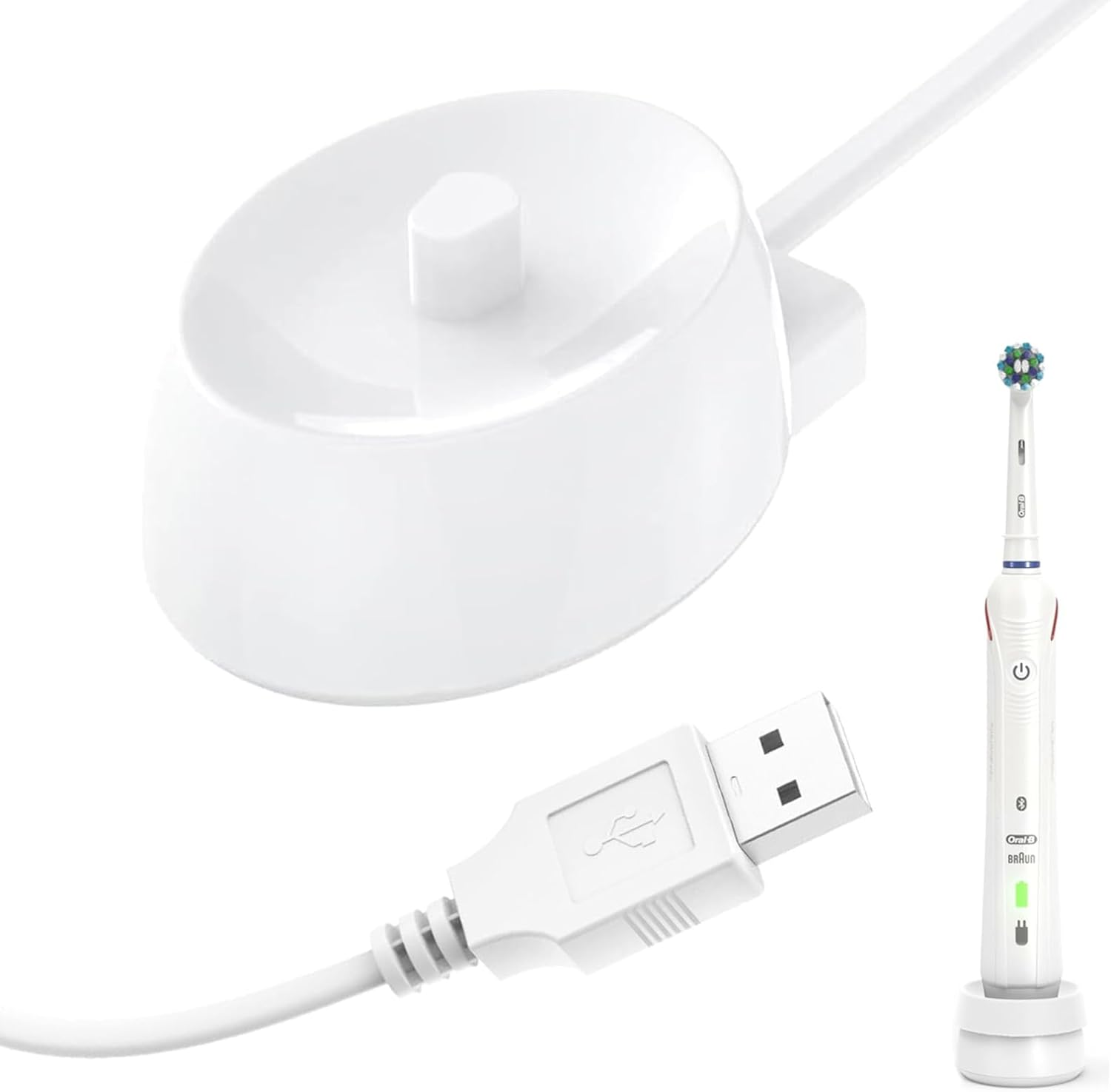 USB Electric Toothbrush Charger for Braun Oral-B 3757 Charger, Compatible with Oral B Model 3757, USB 3757 Chargers for Oral Electric Toothbrush, Portable Inductive Charging Base