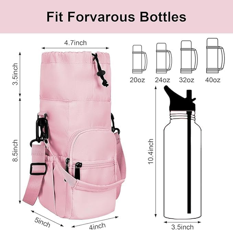 Water Bottle Holder with Strap 32Oz - 40Oz Insulated Water Bottle Carrier Bag Outdoor Sling Bag with Phone Pocket Sports Water Bottle Sleeve for Hiking Travelling Camping