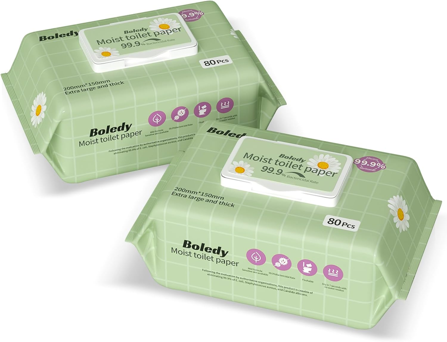 160 Count Flushable Wipes Easy to Flush Wet Wipes for Sensitive Skin 100% Plant-Based Powerful Cleaning Natural Formula Portable Moist Toilet Paper Biodegradable Moist Tissues(Pack of 2) image number 3