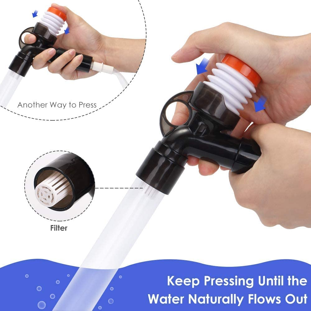 Slowton Aquarium Gravel Cleaner, Fish Tank Vacuum Cleaner Kit Tool with 2 Extendable Pipe, Glass Scraper, Water Flow Controller Clamp, Fish Net, for Water Changing, Sand Washing, Absorption of Feces image number 5