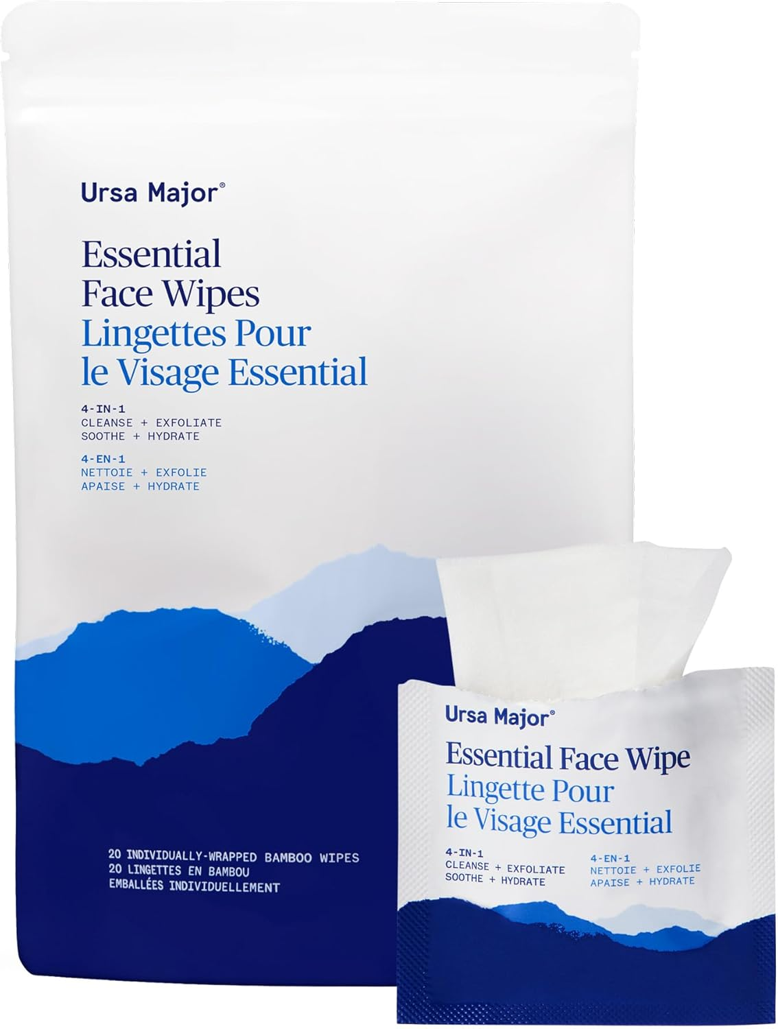 Ursa Major Essential Face Wipes - Tonic-Infused Natural Face Wipes to Reboot Dull Tired or Oily Skin with Aloe Bamboo and Green Tea (20 Individually-Wrapped Bamboo Wipes) image number 5