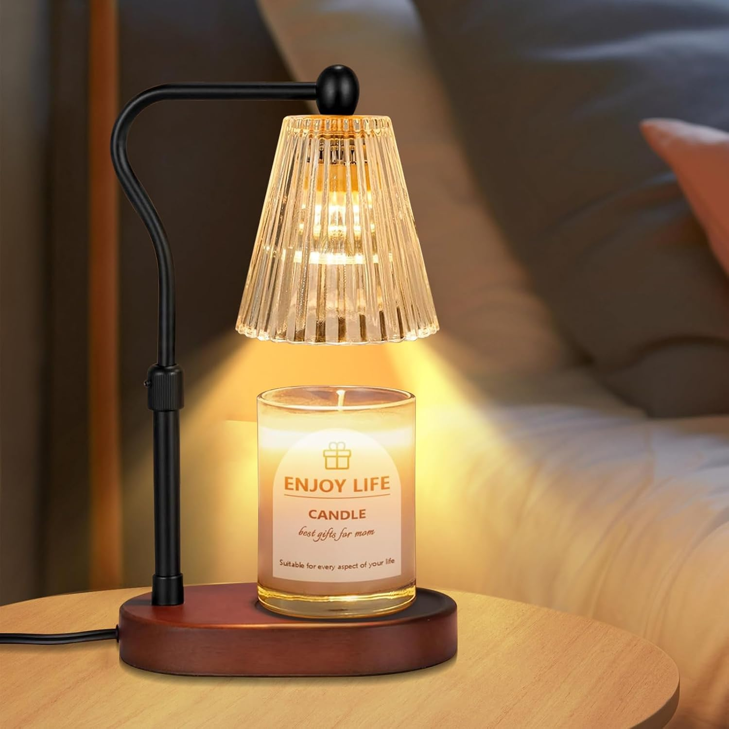 Candle Warmer Lamp with Timer, Adjustable Height Wax Warmer, Candle Lamp Warmer for Scented Wax for Home Decor Birthday Gifts with 2 Bulbs Elliptical Base image number 5