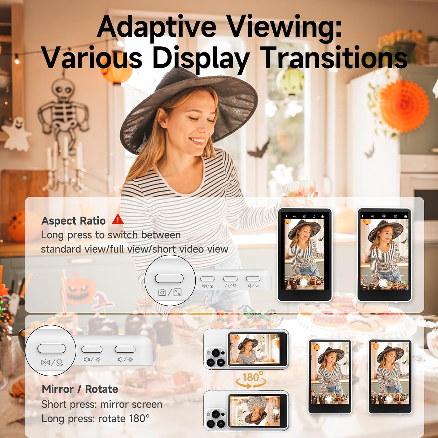 Rollei Easy Creator Selfie Monitor Mobile Phone Rear Camera Magnetic Vlog Screen Compatible with Smartphone Iphone and Android for Tiktok Live Stream Youtube White Selfie Monitor Mobile Phone Iphone image number 6