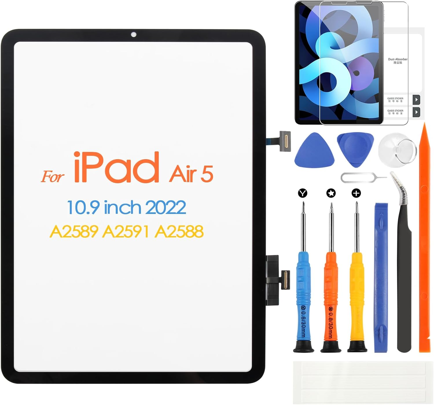 Touch Screen Replacement for Ipad Air 5 Touchscreen for Ipad Air5 10.9 2022 Digitizer Sensor A2589,A2591 Glass Screen with Repair Kits(No Lcd,Black) image number 4