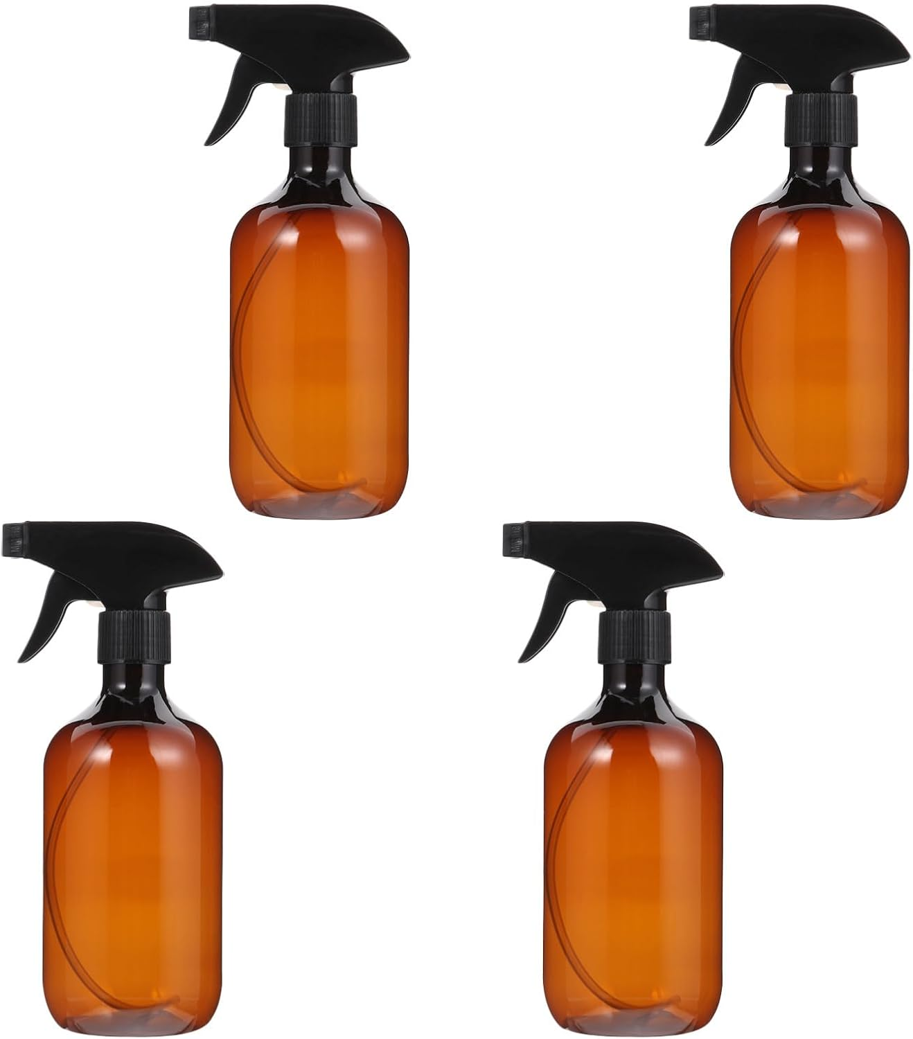 Zerodeko 4Pcs 500Ml Pet Plastic Spray Bottles Set with Adjustable Nozzle, Refillable Travel Size Mist Sprayer for Hair, Cooking, Cleaning, Brown