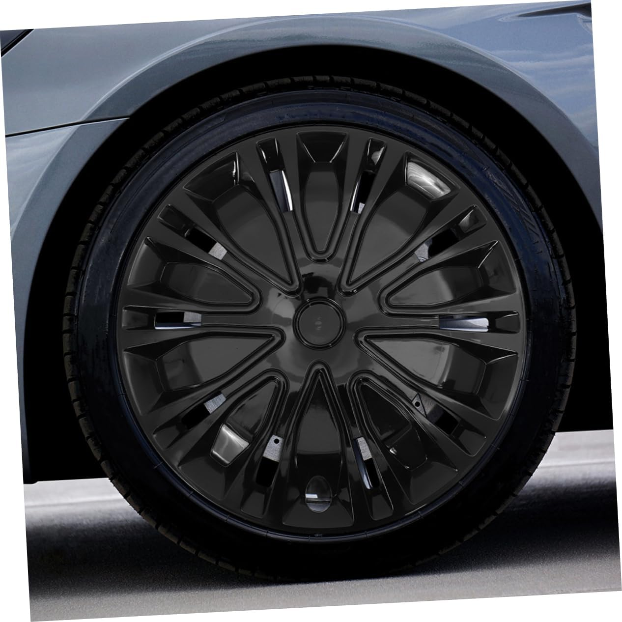 GETAJGHSD 15-Inch Car Hubcaps Decorative Wheel Hub Covers Full Black Rim Caps Universal Automotive Wheel Covers for Vehicle Exterior Trim image number 5