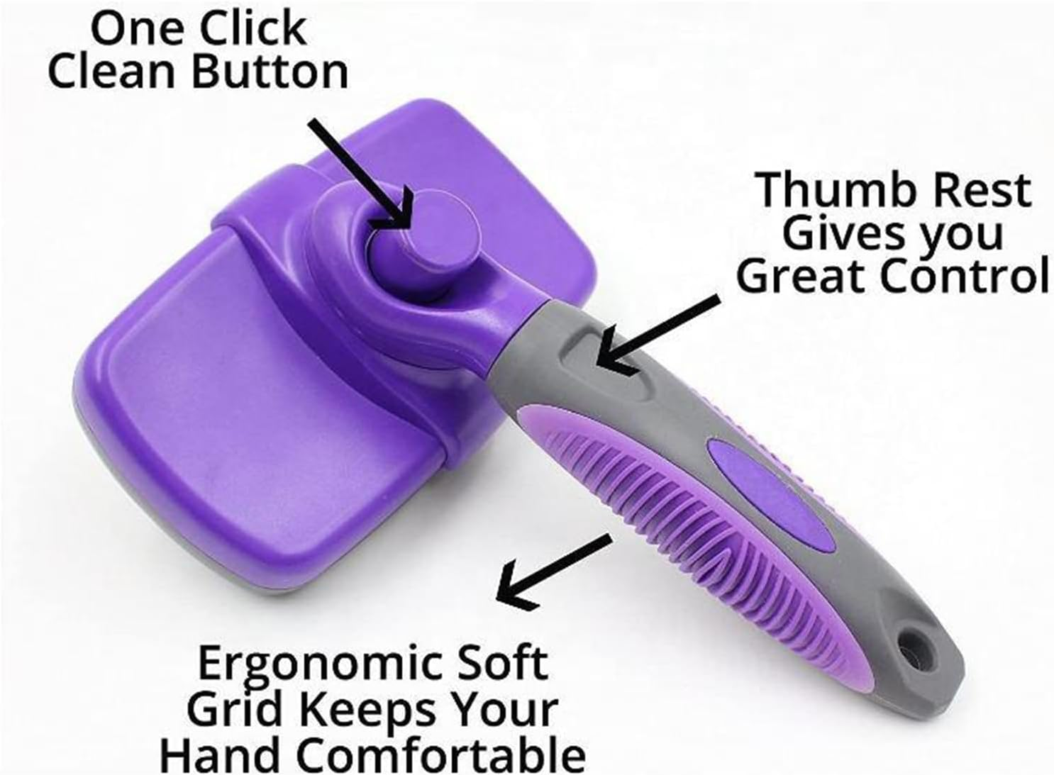 PHCOMRICH Self Cleaning Slicker Brush for Dogs& Cats, Skin Friendly Grooming Brush Grooming Tool for Dogs & Cats, Deshedding Pet Supplies Accessories (Purple)