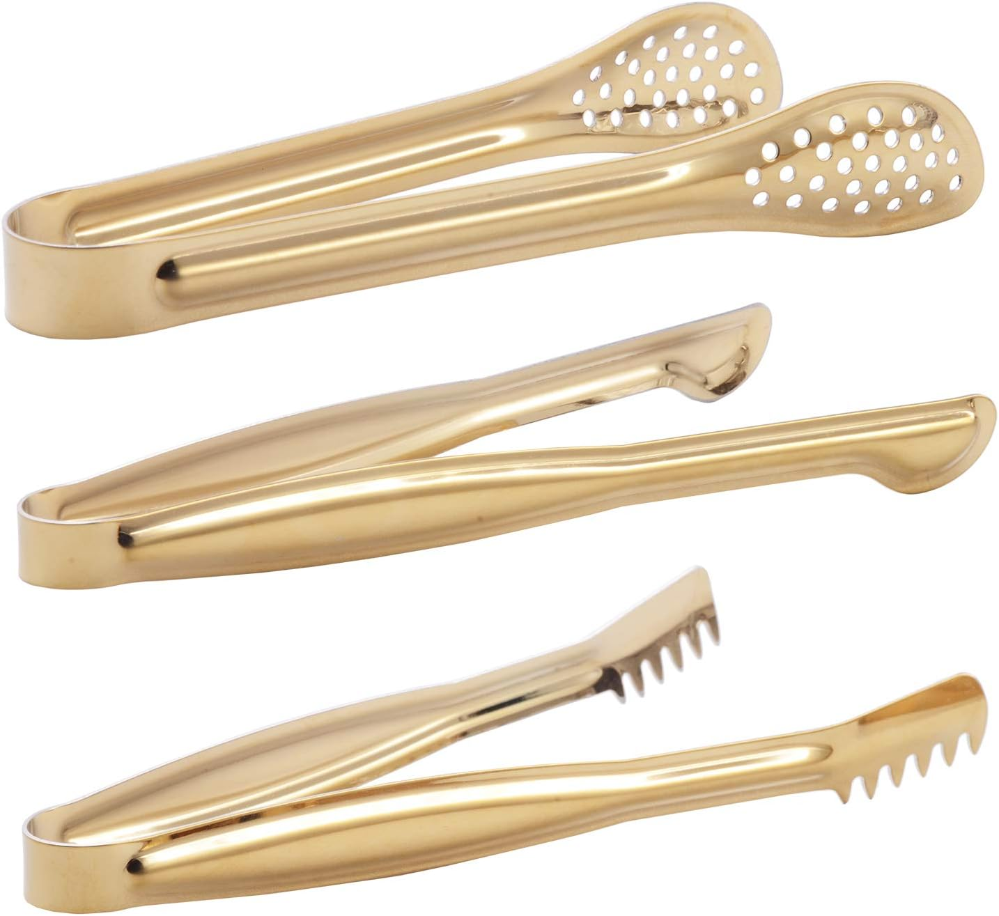 Gold Plated Mini Serving Tongs Set 6-Inch Appetizers Tongs Stainless Steel Small Sugar Cube Tongs Ice Tongs, Set of 6 image number 3