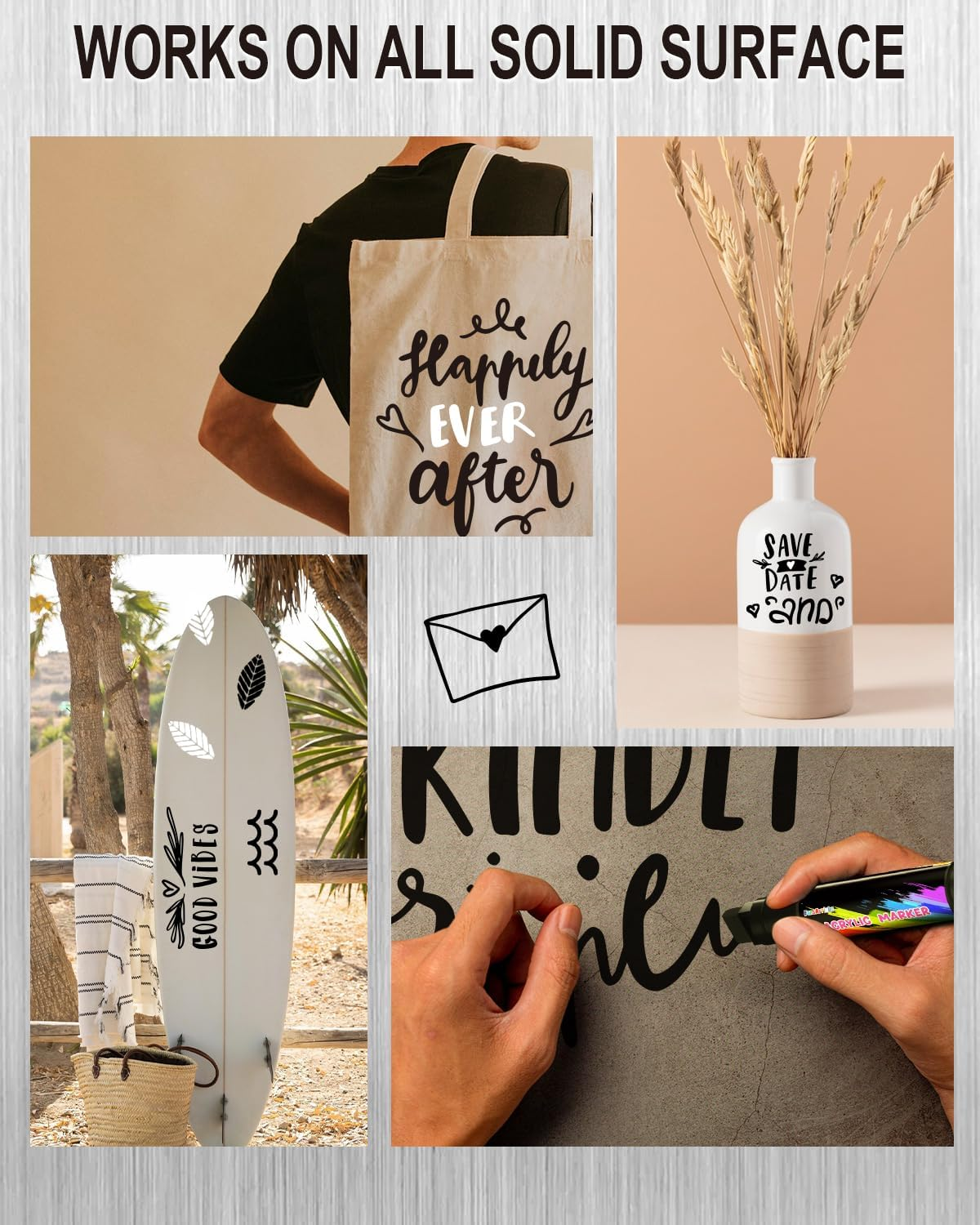 Fansarriche Acrylic Paint Markers, 15Mm Jumbo Felt Tip, Black and White Colored Waterproof and Permanent Paint Pens for Tagging, Signs, Calligraphy, and Outdoor Paintings - 24 Colors image number 5