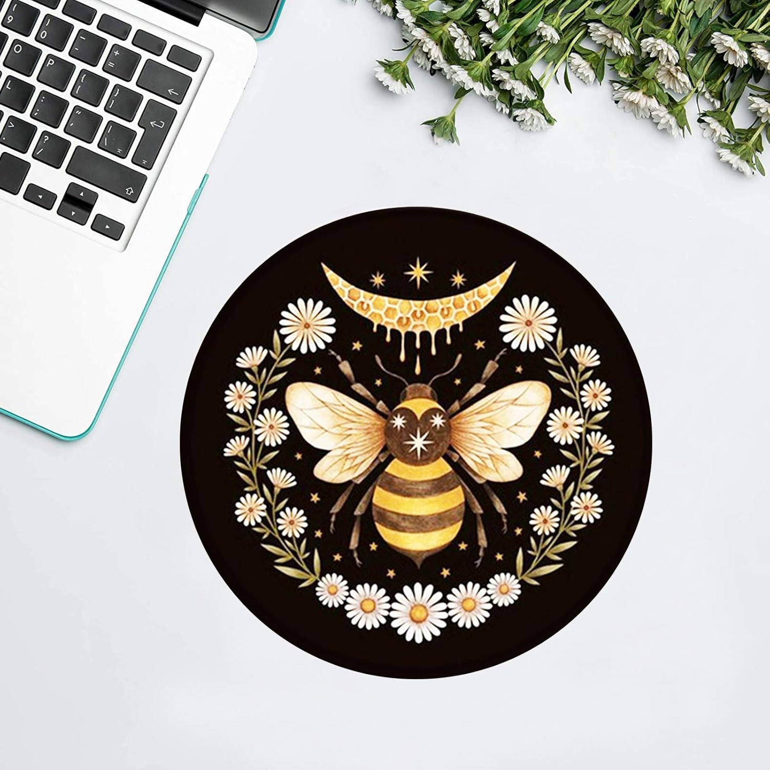 HEVITDA Mouse Pad, Premium-Textured Mouse Mat, Gaming Mouse Pad, Anti-Skid Rubber Base Mousepad with Delicate Stitched Edge for Laptop, Computer & PC, Honeybee - Cute Turtle image number 3
