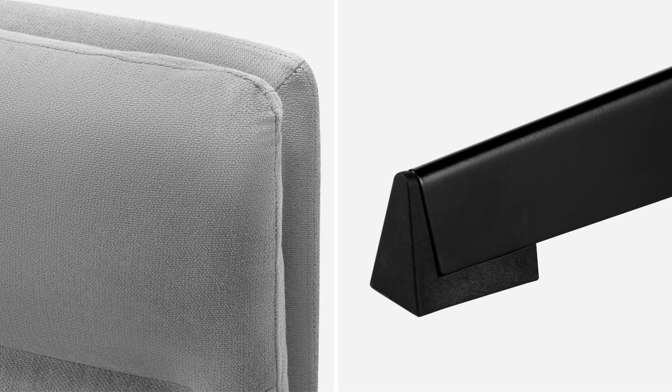 Oikiture Cross Legged Chair with Wider Cushion Padded Max 120&deg;Rocking Home Office Chair Linen Fabric Computer Desk Chair Grey image number 4