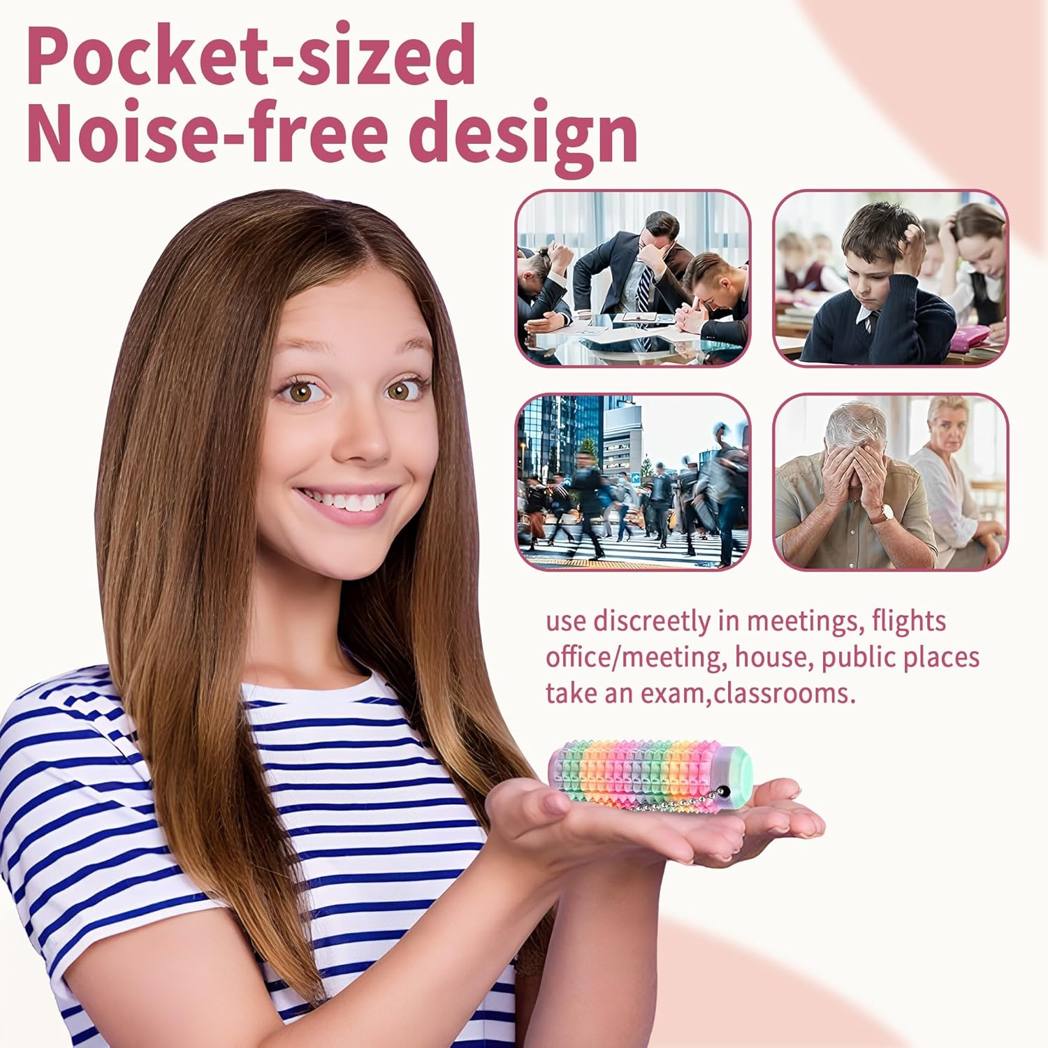 2 Pcs Little Ouchies Pain Fidget Toy, Pocket Quite Fidget Toys for Adults & Teens, 3D Printed Keychain Sensory Toy for Stress Anxiety Relief & Focus,Spiky Grippie Stim Keychain Toy Office Workers Gift image number 5