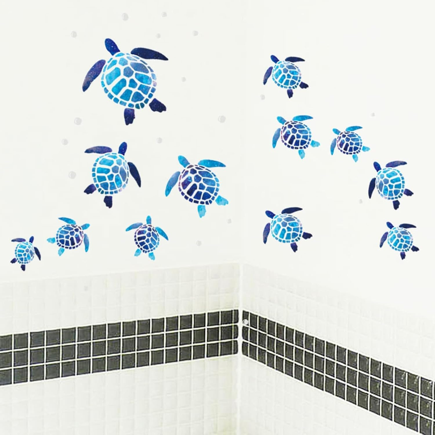 JDFHFGB 12 Pcs Sea Turtle Wall Decals Stickers, Removable Waterproof Vinyl Underwater Ocean Marine Animals Decor for Kids, Nursery, Bedroom, Bathroom, Children'S Swimming Pool (Blue) image number 4