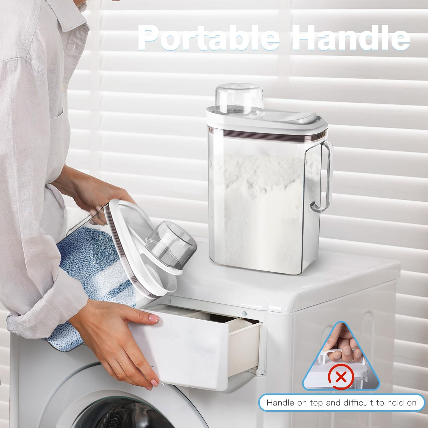 Livlab Mker Laundry Detergent Dispenser with Lid, Powder Container for Laundry Room Organization and Storage, Scent Booster Beads with Measuring Cup 3.5L/8Lbs/125Oz image number 1