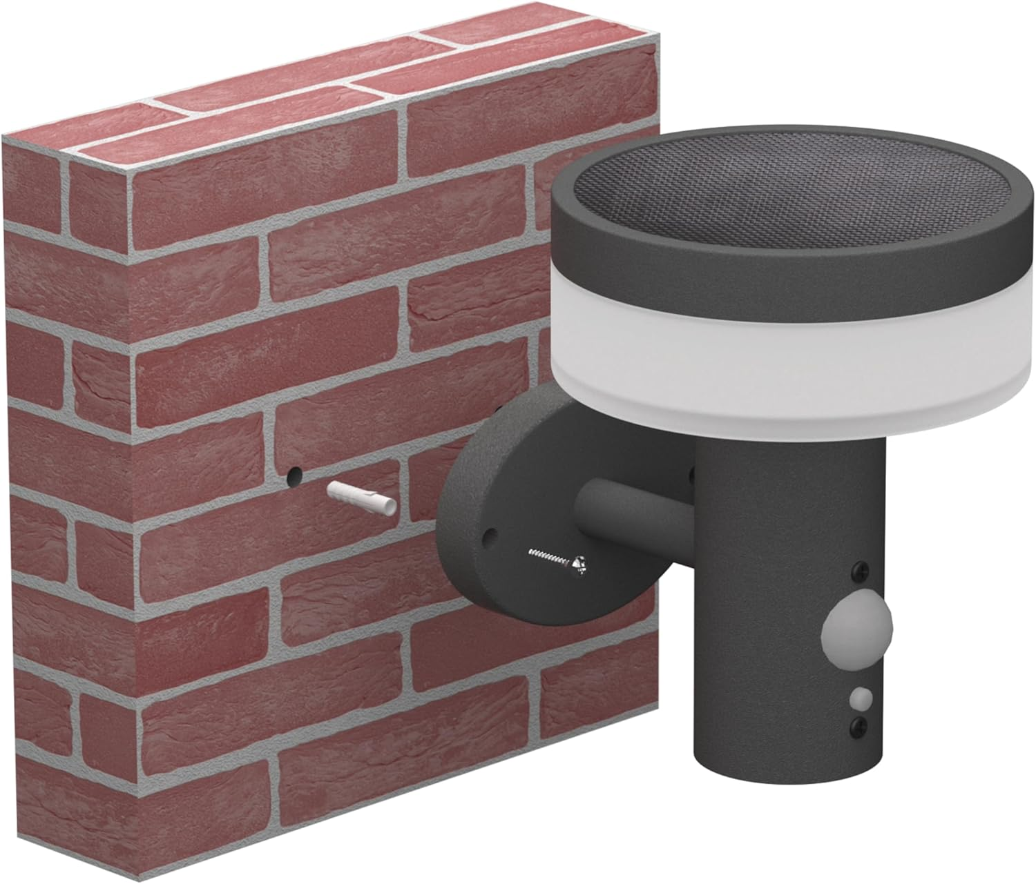 EMOS - TERION Solar LED Wall Light with Motion Sensor for Home and Garden - Waterproof Solar Garden Lighting with Sensor, Brightness 200Lm, Warm White - Stainless Steel Housing for Wall Mounting image number 1