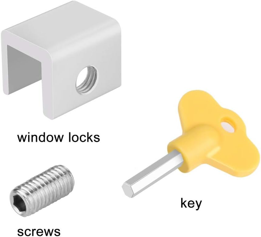 Maizoon Window Locks with Key 4 Pcs,Adjustable Aluminum Safety Sliding Door Guards for Children Baby Pets,Household Security Anti-Theft Hardware Tool,Nd06A image number 5
