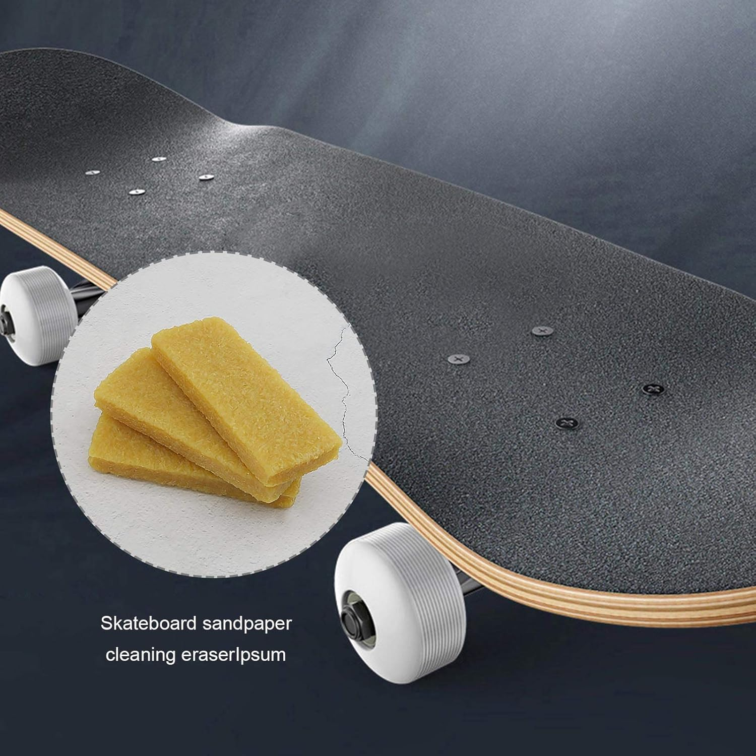 Emsea 3Pcs Skateboard Wipe Erasers 100X40X15Mm Sandpaper Cleaning Block Rubber Griptape Cleaner 100X40X15Mmfor Removing Dirt Debris Grit Residues image number 1