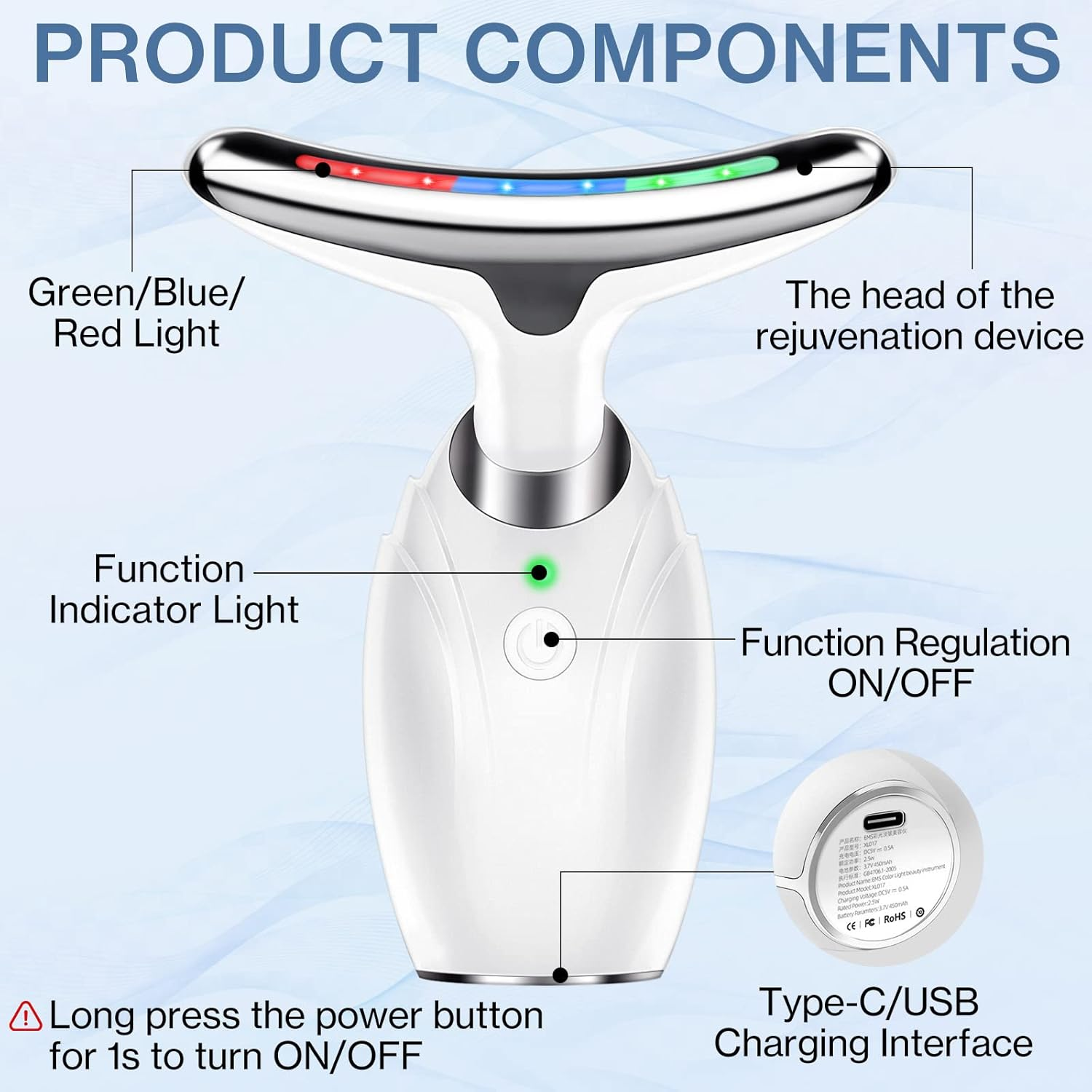 Face Massager, 3-In-1 anti Wrinkles Facial and Neck Massager, Face Sculpting Tool, Electric Face Neck Lifting Massager with 45 &plusmn;5℃ Heat & 3 Massage Modes Skin Care, Improve,Tightening and Smooth image number 1