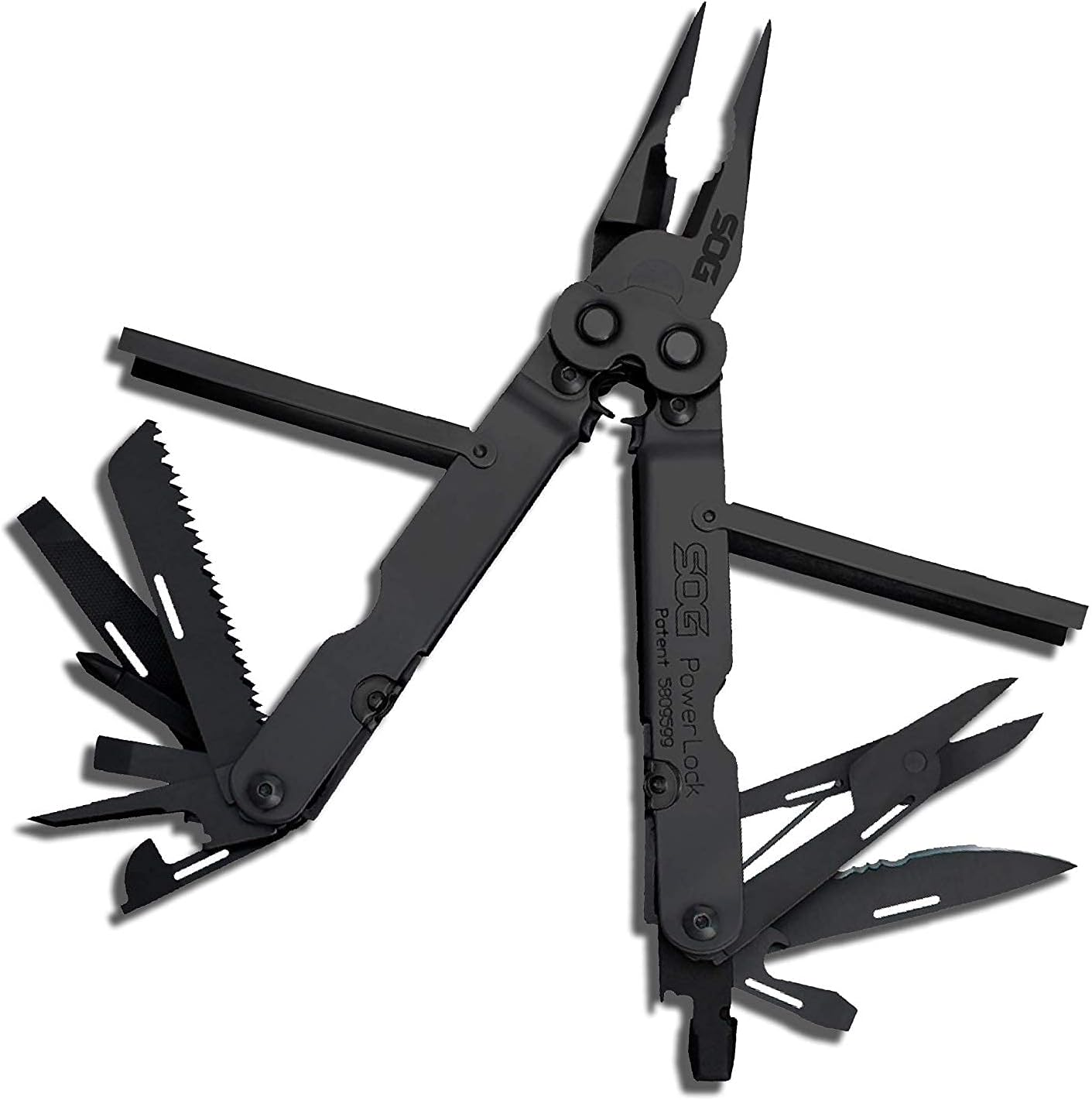 SOG Powerlock EOD Multi-Tool B61N-CP - 18 Tools, Black Oxide, Nylon Sheath, Compound Leverage