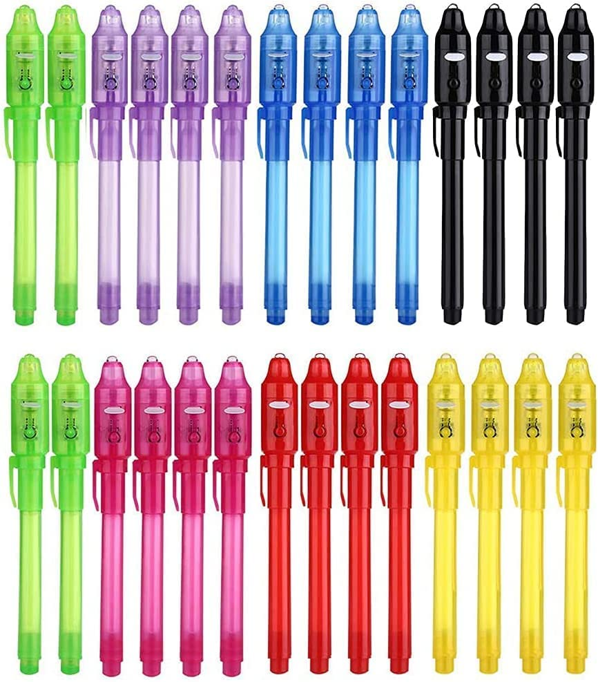 ZDY Invisible Ink Pen 28Pcs Spy Pen Invisible Disappearing Ink Pen with UV Light Magic Spy Marker for Secret Message and Kids Party Christmas Halloween Easter Goodies Bags Toy image number 4