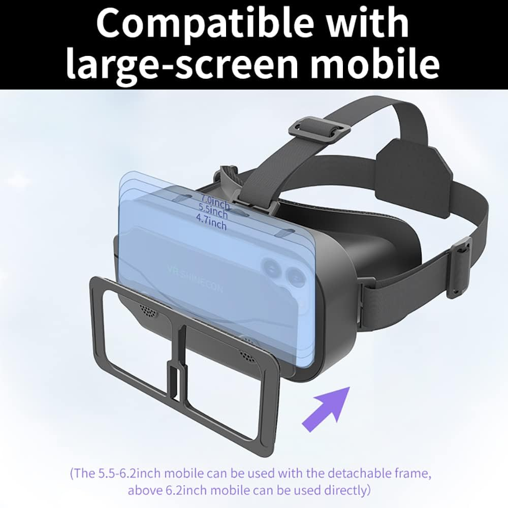 VR Headset Compatible with Iphone & Android Phone within 4.7-7.2Inch Display Screen- Universal Virtual Reality Goggles- Soft & Comfortable New 3D Glasses (G13-Black) image number 5