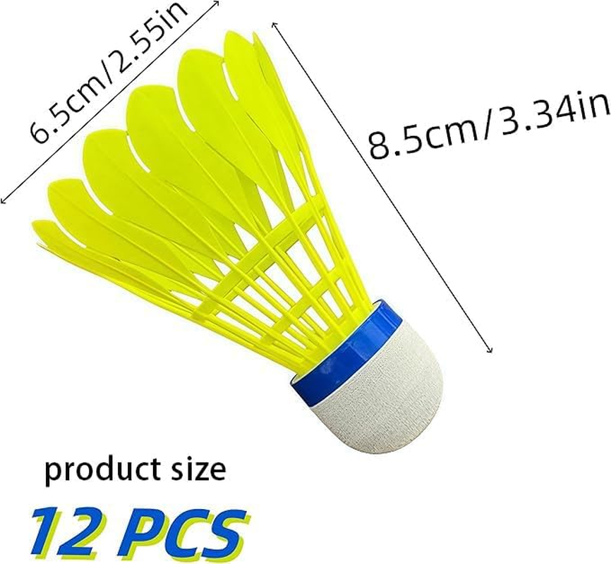 WEZCHUGHAOL 12 Pack Nylon Badminton Shuttlecocks - High Durability Aeroplane Feather Shuttlecocks for Training & Match, Yellow Sports Equipment image number 4