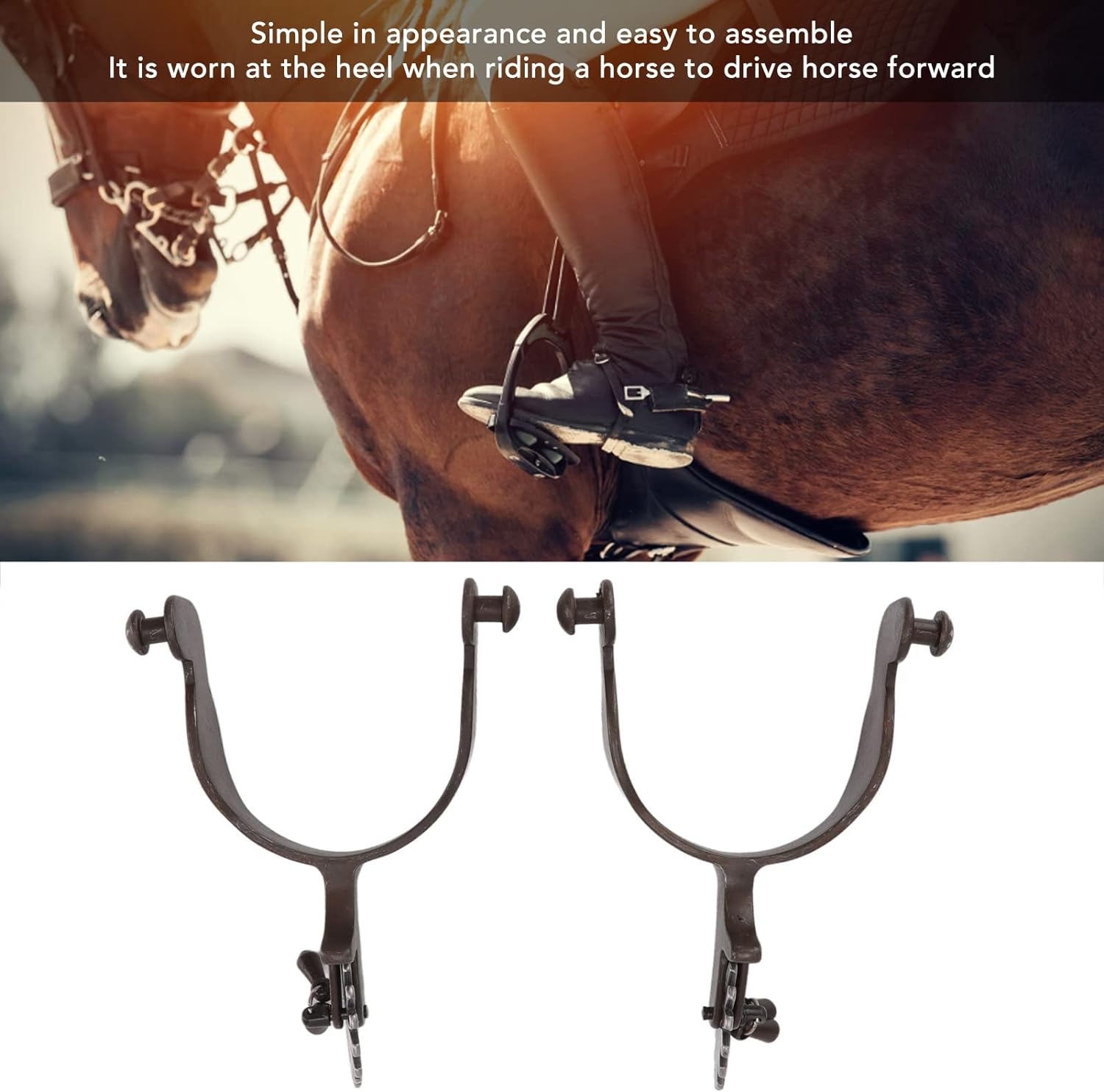 Western Engraved Spurs, 1 Pair Western Cowboy Boot Spurs, Carbon Steel Engraved Horse Spurs with Vintage Pattern, U Shaped Equestrian Spurs for Saddlery Equestrian Equipment image number 4