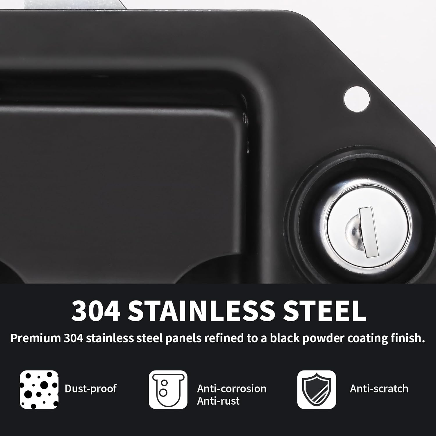 Black Truck Box Latch Replacement Kit, Paddle Latch Tool Box Locks with Keys,Truck Box, Trailer Door, RV, Camper, Storage Box, 111.5 * 83.2Mm image number 2