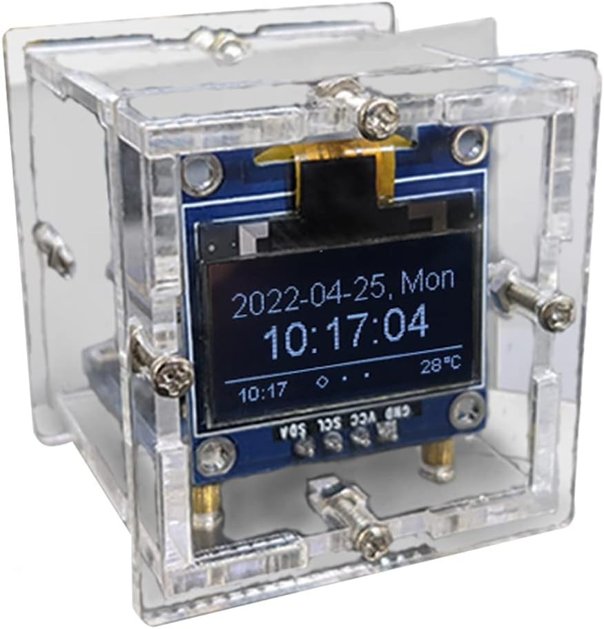 Dovhmoh ESP8266 DIY Electronic Kit Mini Clock OLED Display Connect with Shell DIY Soldering Project image number 1
