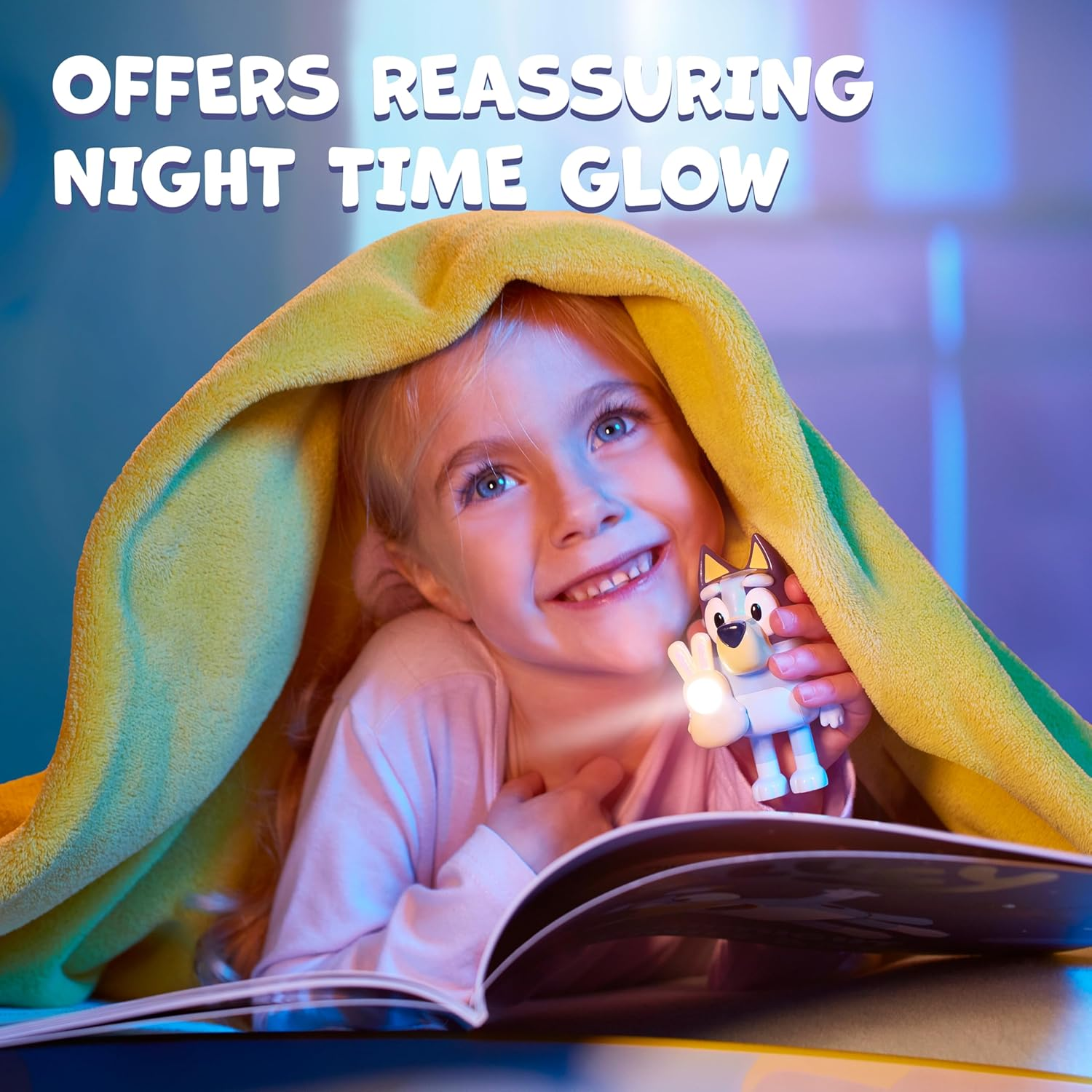 BLUEY Goglow Dream 3 in 1 Nightlight Kids Bedside Sleep Trainer with Torch and Sleep Timer, Multicoloured (14345) image number 2