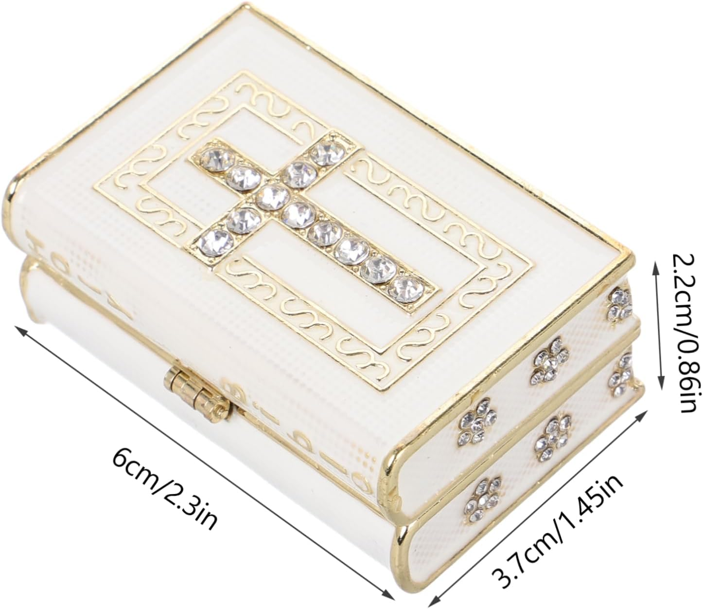 Book-Shaped Jewelry Storage Box Elegant Keepsake Case for Keys Jewelry Items Unique Decorative Cross Design for Home Decor and Organizing image number 5