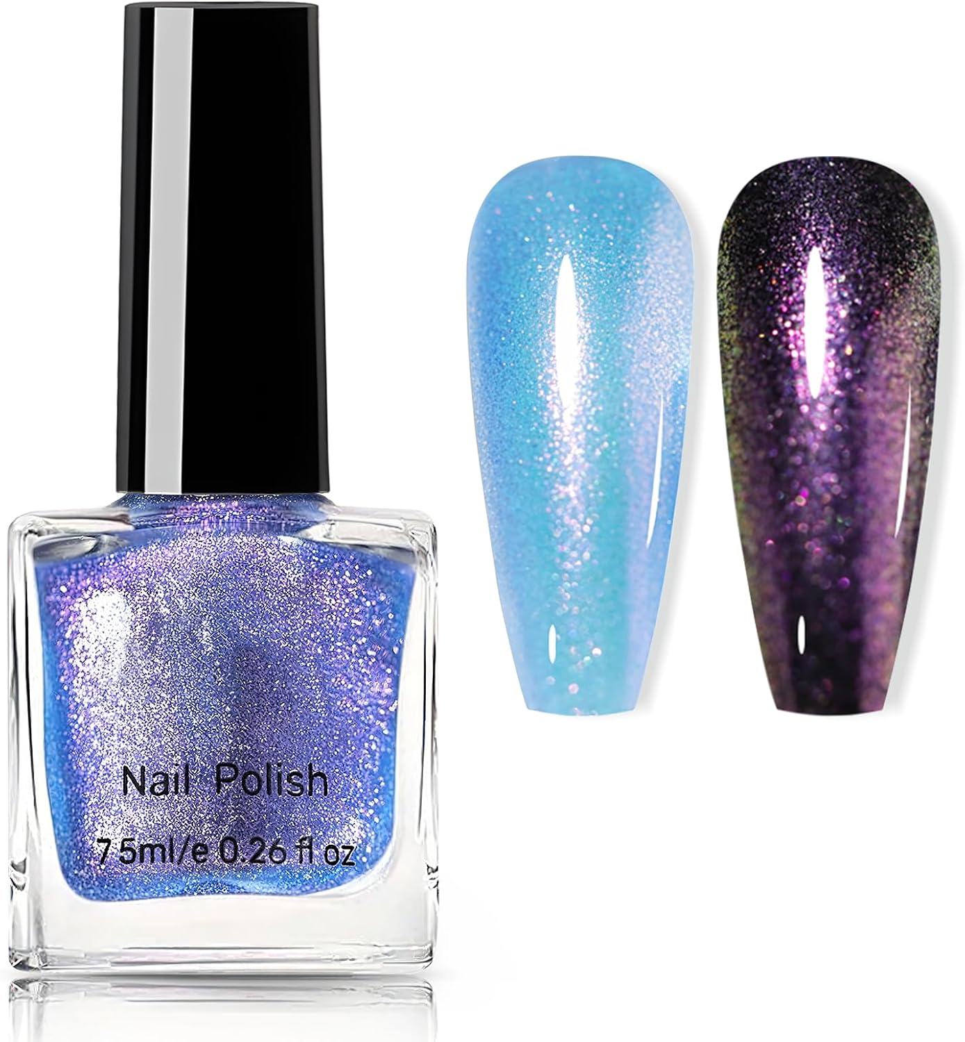 U-Shinein Holographic Nail Polish, Ultra-Pigmented Gel Polish Multichrome Color Changing, Fast Dry & Long-Lasting Glitter Polish Sparkle Shimmer Nail Polish Varnish DIY at Home Salon