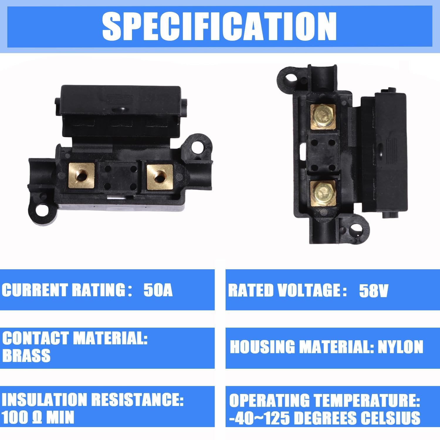 MIDI Fuse Dual Battery Kit 50 Amp Fuses ANS Holders High Current Protection Universal Car Truck Marine Electrical System image number 2