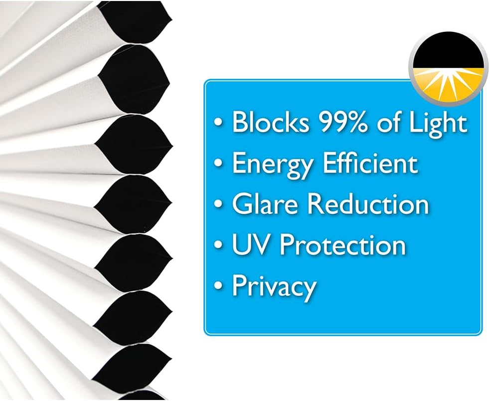 Easy Lift Trim-At-Home Cordless Cellular Blackout Fabric Shade White, 30 in X 64 In, (Fits Windows 19"- 30") image number 2