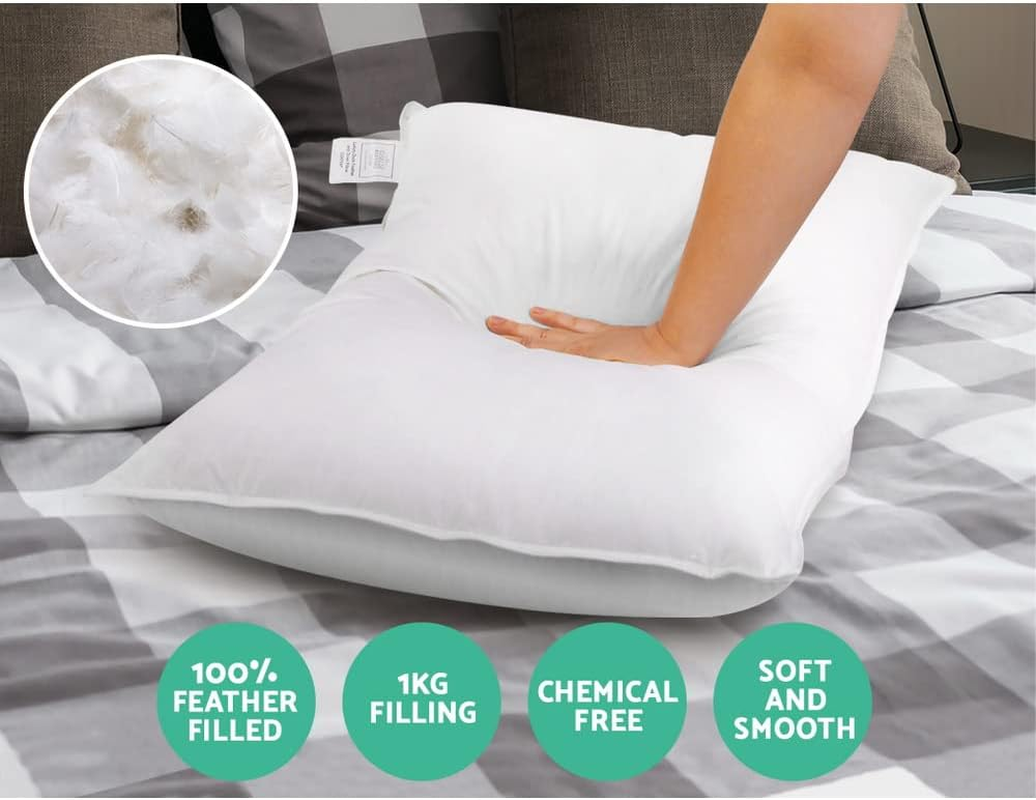 Giselle Bedding Goose down Feather Pillow Set of 2 Bed Neck Pillows for Sleeping Hotel Cushion with Cotton Fabric Cover Soft and Support Medium Firm, Side Stomach Back Sleepers image number 5