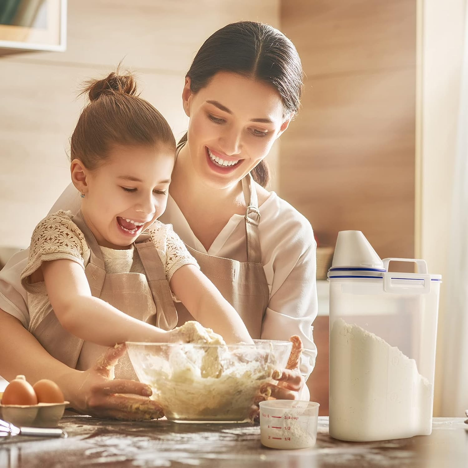 Tbmax Rice Storage Bin Cereal Containers Dispenser with BPA Free Plastic + Airtight Design + Measuring Cup + Pour Spout - 2KG Capacities of Rice Perfect for Rice Cooker