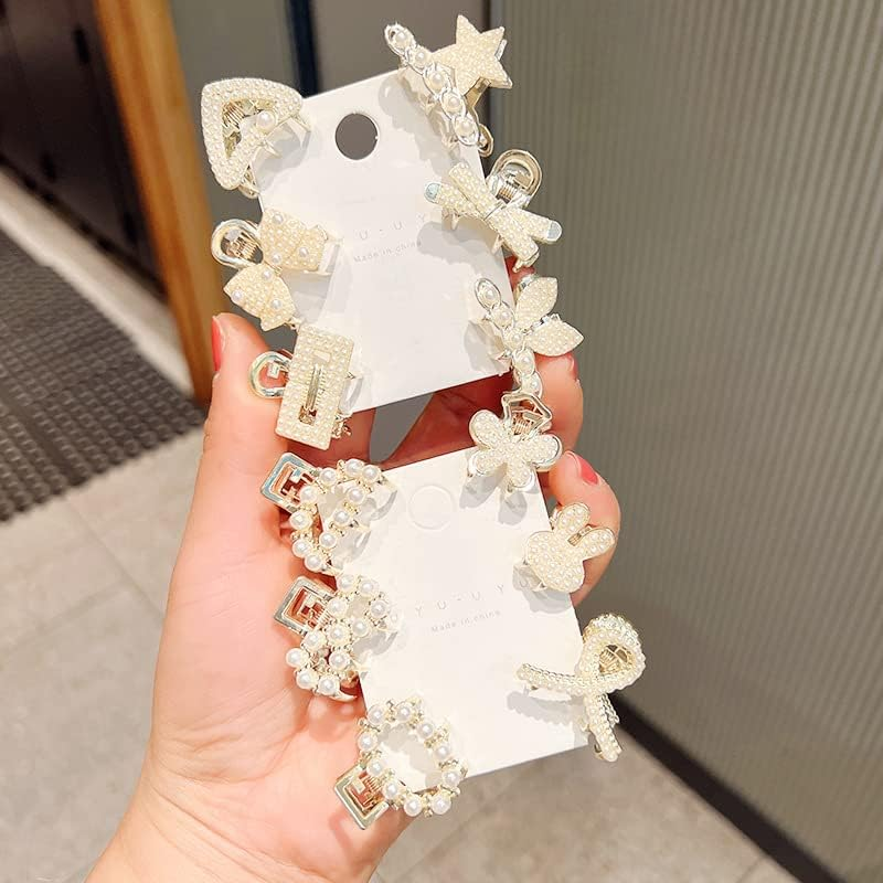 6Pcs Pearl Mini Claw Clips - Bangs Styling Claw Clips Cute Hair Accessory Set for Girls and Women (Set3#) image number 3