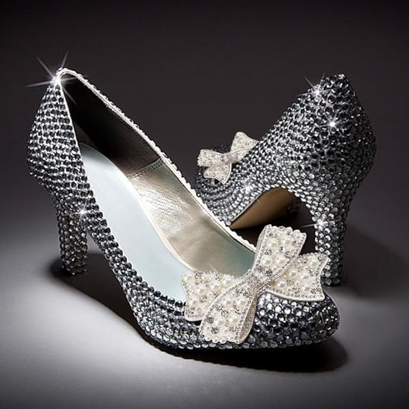 1 Pair Pearl Bow Shoe Clips Wedding Bow Shoe Buckles Bridal Removable Shoe Clips Bowknot Shoe Buckle Clothing Hair Decorations for Women Party Heels Flats Pumps Craft (White, One Size) image number 4