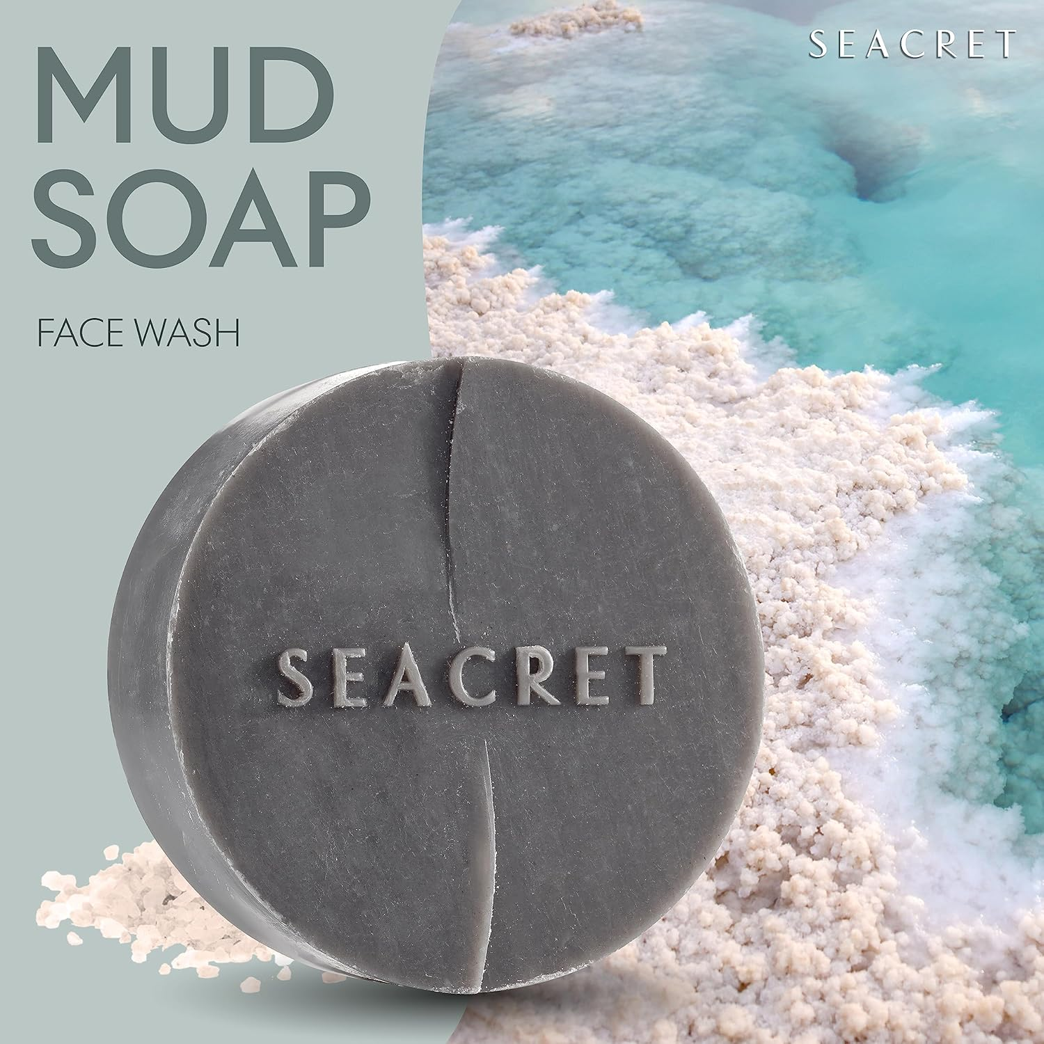 SEACRET the Dead Sea Mud Natural Soap Bar, Deep Cleansing Mineral-Rich Face and Body Wash Bar with Gentle Exfoliation, Vegan, Fragrance-Free & Cruelty-Free, Suitable for Normal to Oily Skin, 4.4 Oz