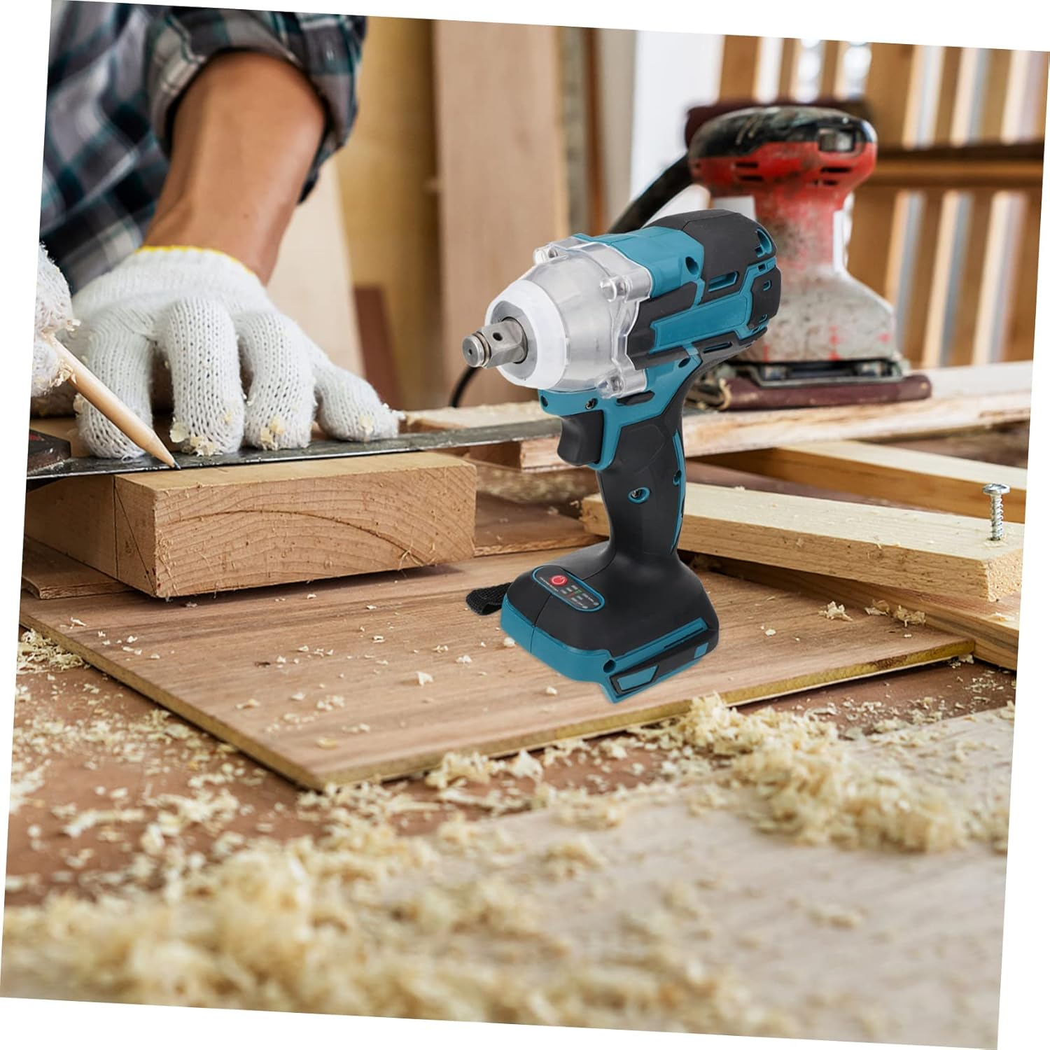 1 Set Cordless Electric Impact Wrench Rechargeable Lithium Battery Power Tool for Efficient Disassembly High Torque Compatible with Makita Battery Not Included image number 1