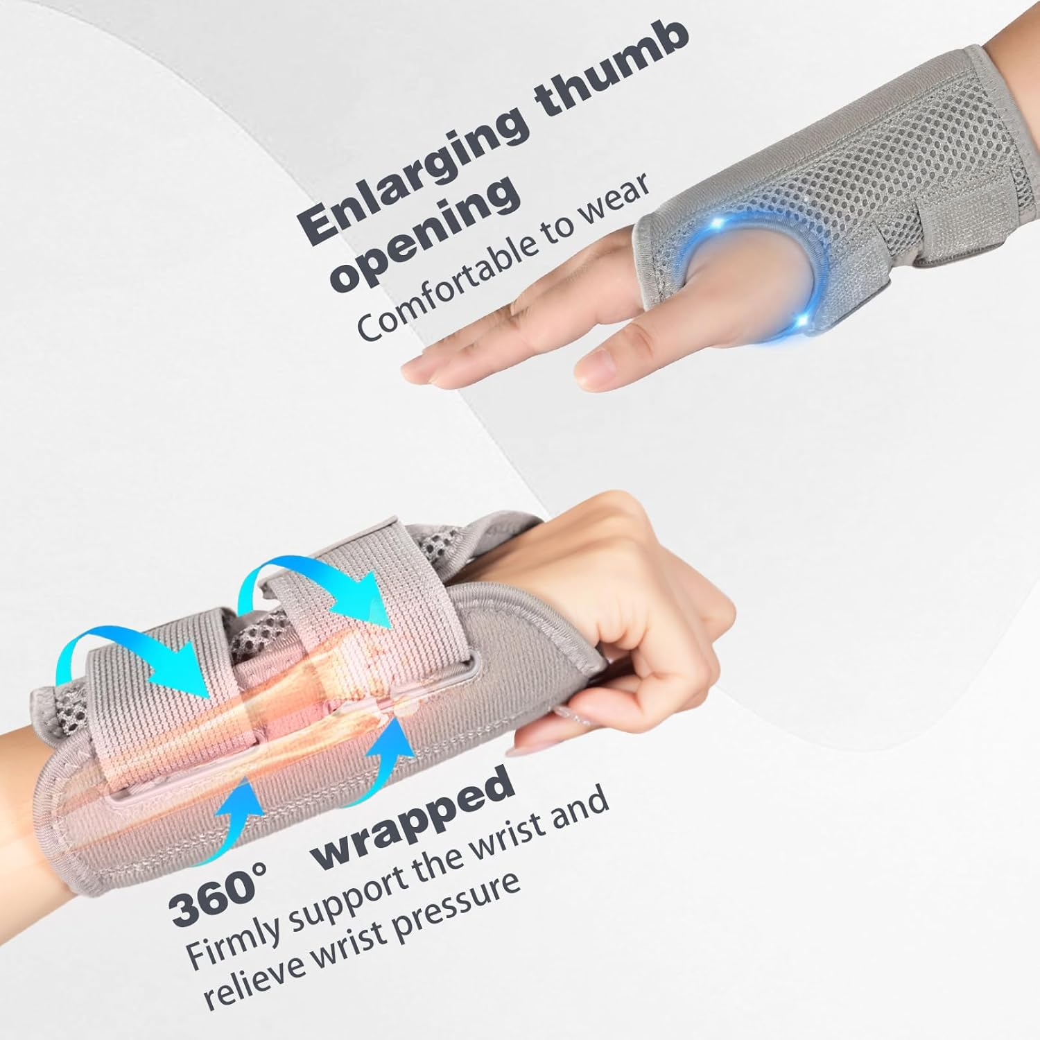 Carpal Tunnel Wrist Brace Adjustable Wrist Supports Brace with 2 Straps for Men and Women Breathable Wrist Support Splint for Pain Relief Tendonitis Arthritis Sprains image number 5